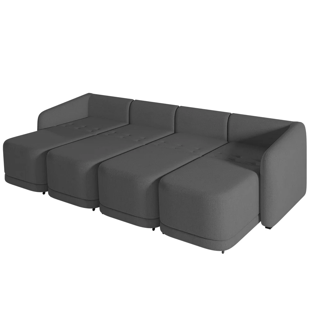 Sofá Cama Casal para Sala 316cm Polska Z08 Linho Cinza Escuro - Mpozenato