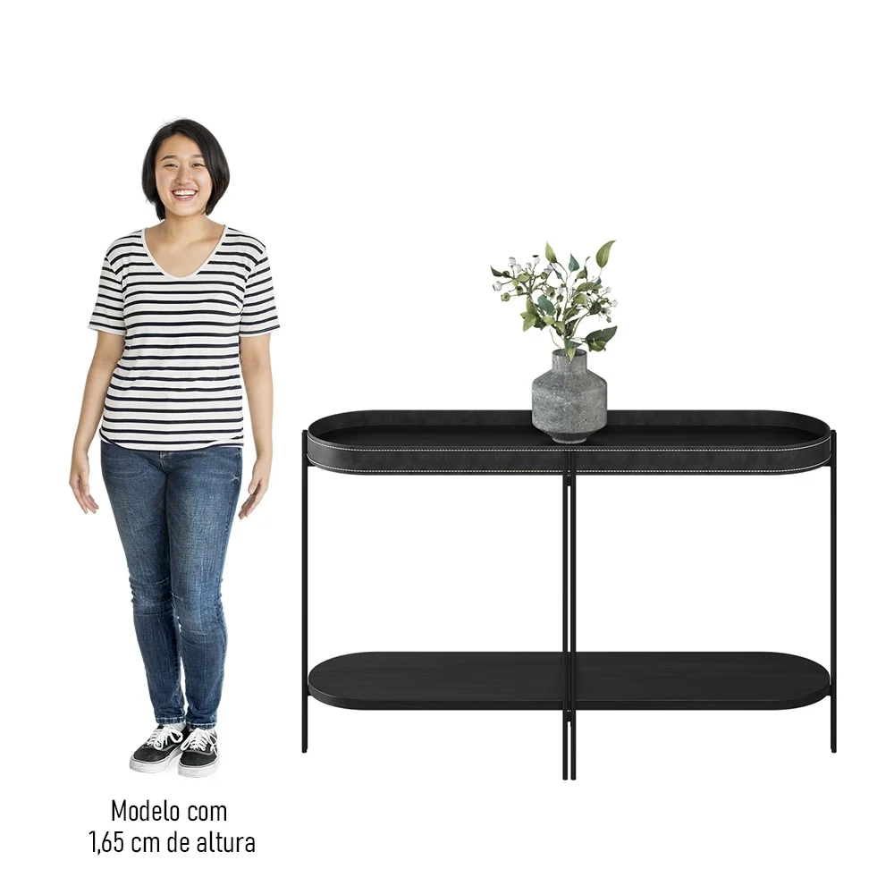 Aparador e Mesa de Centro Estilo Industrial Ville L06 Preto - Mpozenato