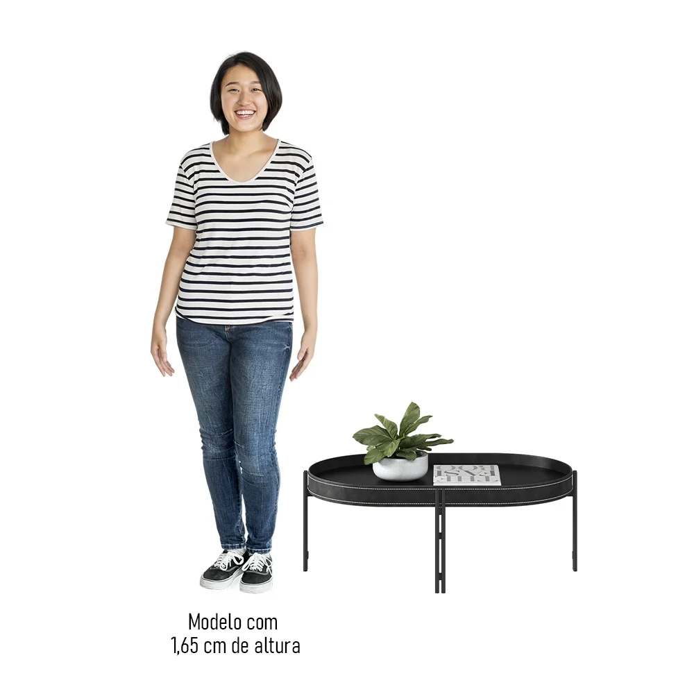 Aparador e Mesa de Centro Estilo Industrial Ville L06 Preto - Mpozenato