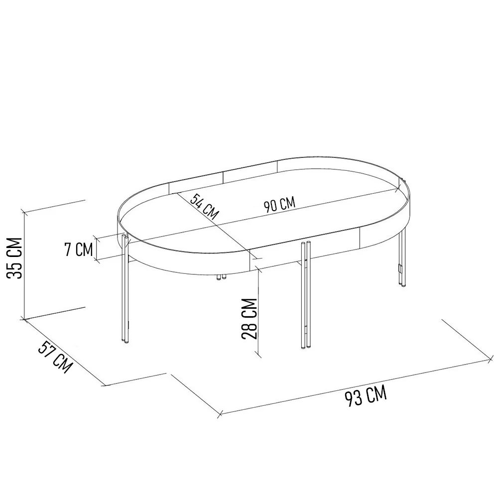 Mesa de Centro Para Sala Estilo Industrial Ville L06 Preto - Mpozenato