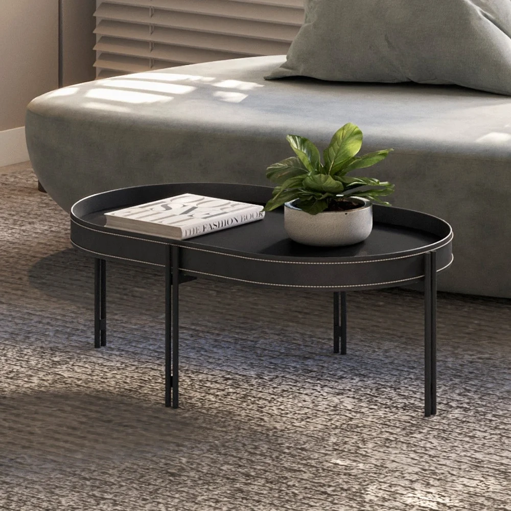 Mesa de Centro Para Sala Estilo Industrial Ville L06 Preto - Mpozenato