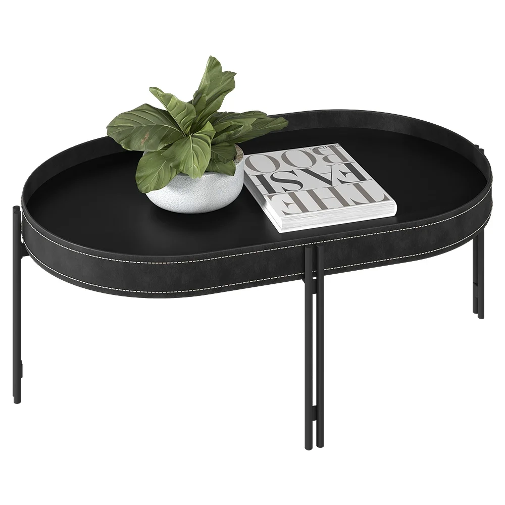 Mesa de Centro Para Sala Estilo Industrial Ville L06 Preto - Mpozenato