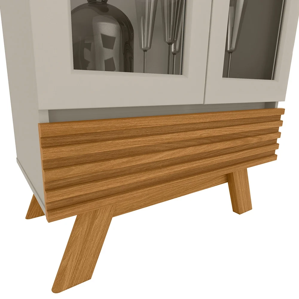 Cristaleira 2 Portas Com Gaveta Marcela L06 Nature/Off White - Mpozenato