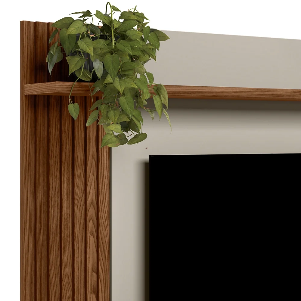 Painel Para TV 55 Polegadas Suspenso Ripado Jully L06 Freijó/Off White - Mpozenato