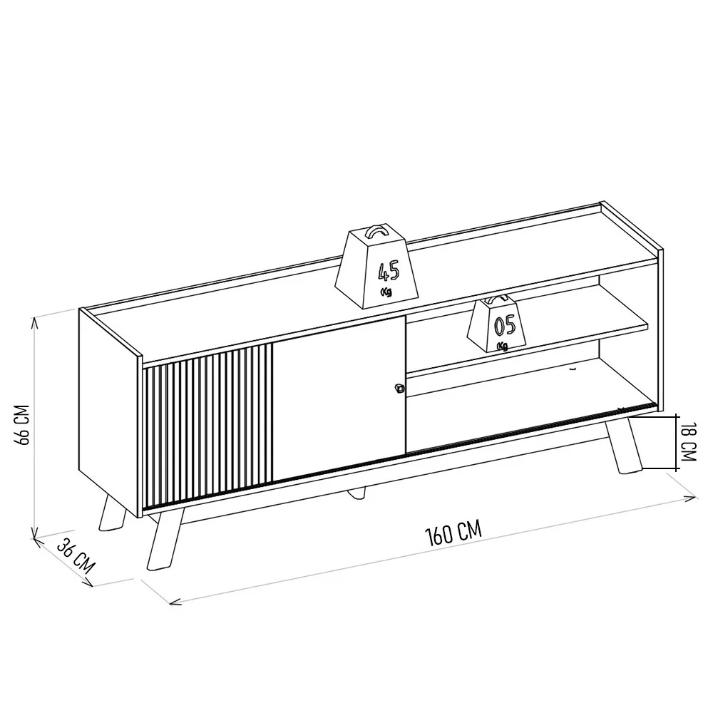 Rack Bancada de TV 65 Polegadas Arum L06 Nature/Off White - Mpozenato
