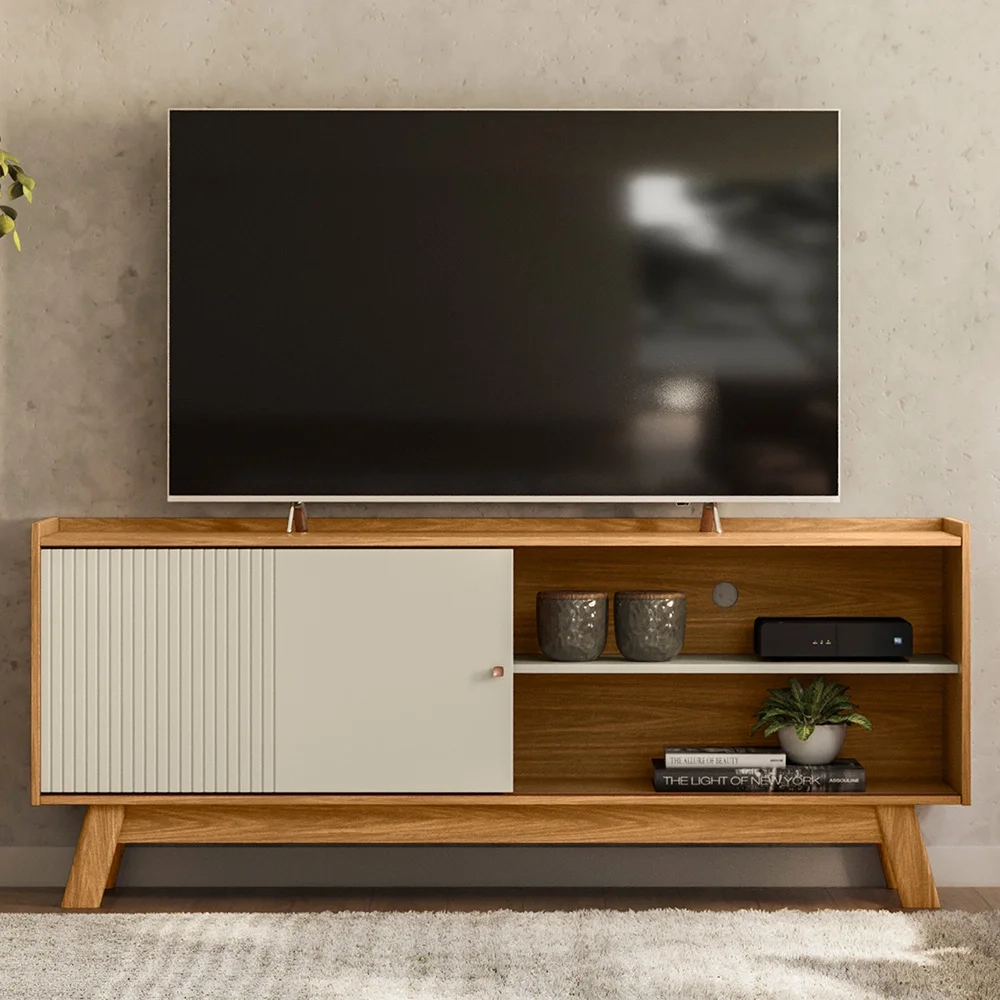 Rack Bancada de TV 65 Polegadas Arum L06 Nature/Off White - Mpozenato