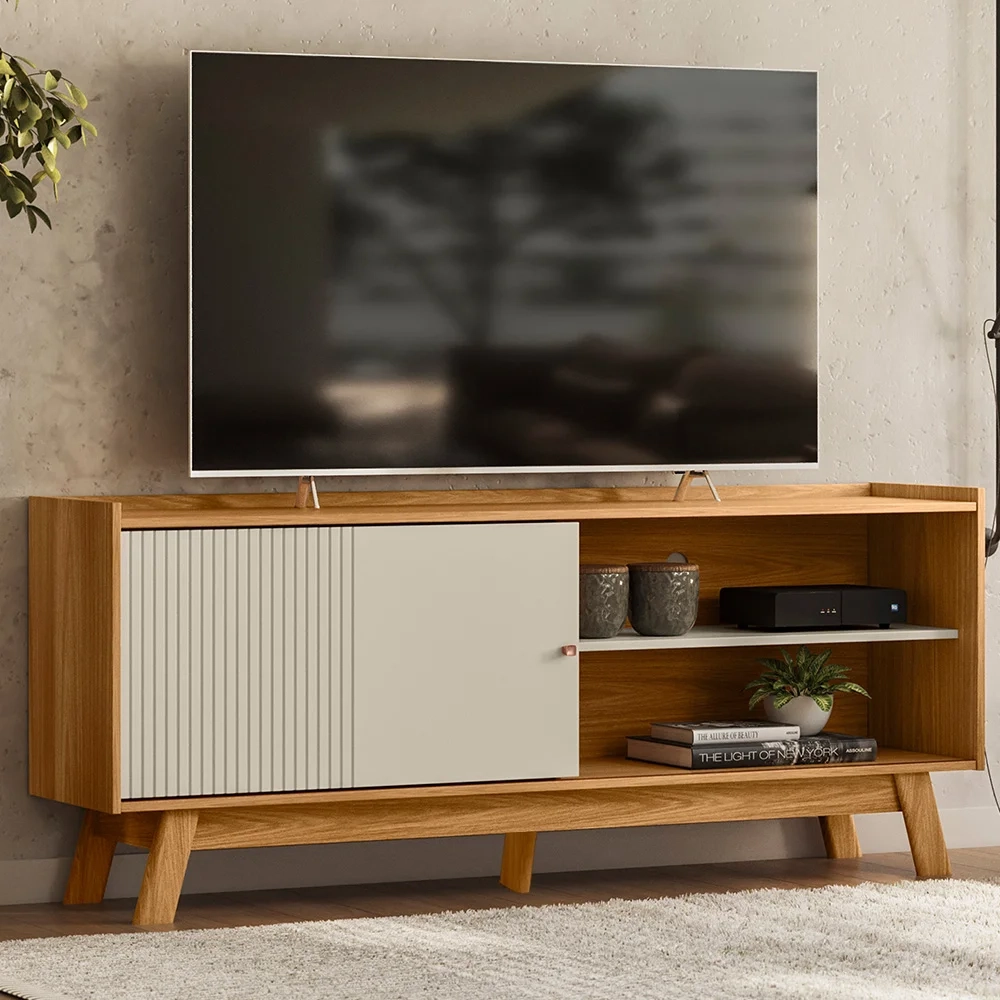 Rack Bancada de TV 65 Polegadas Arum L06 Nature/Off White - Mpozenato