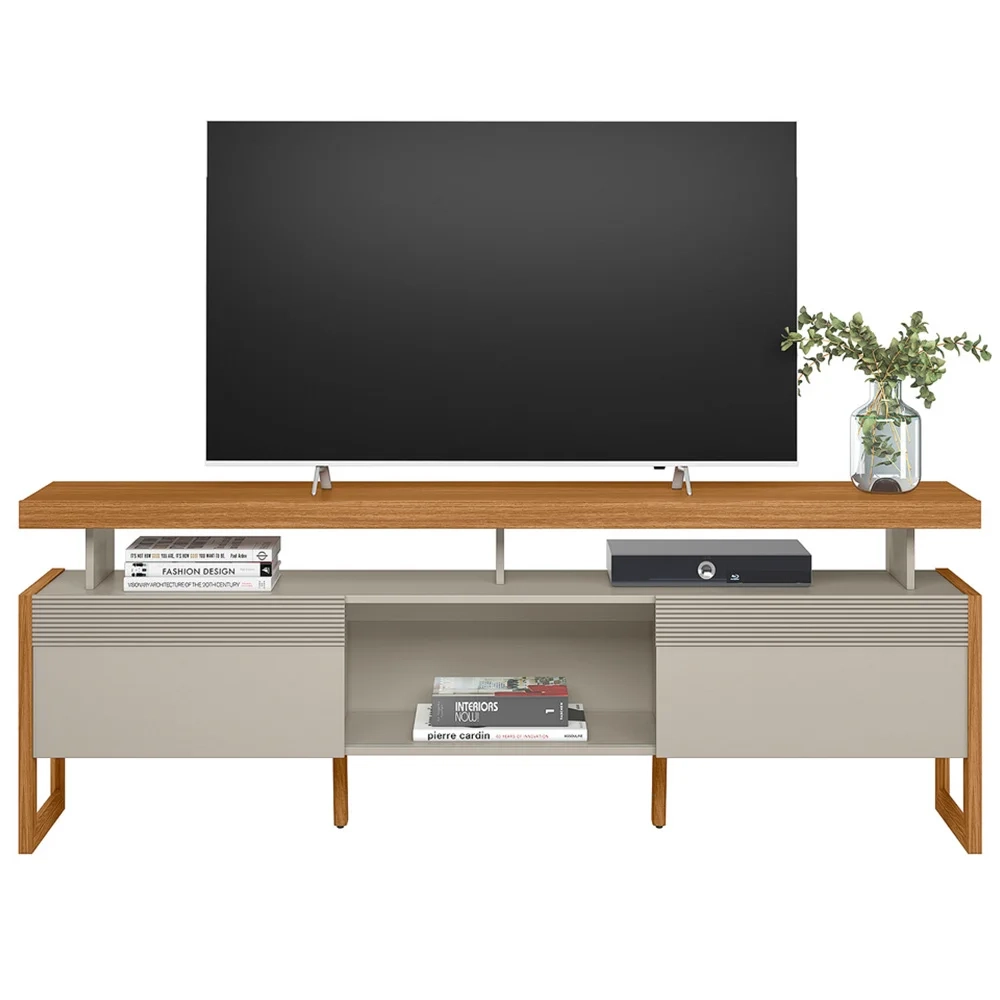 Rack Bancada de TV 70 Polegadas 2 Portas Agata L06 Nature/Off White - Mpozenato