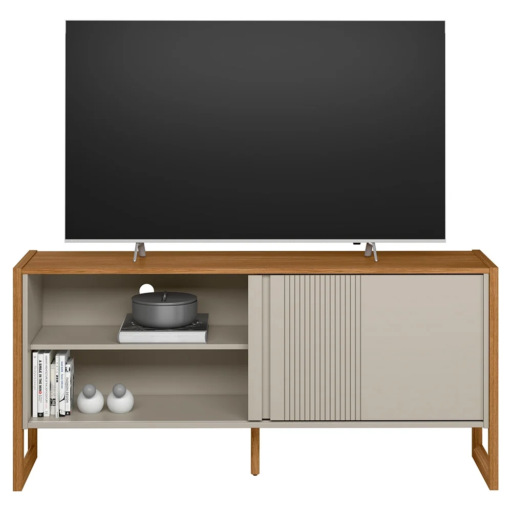 Rack Bancada de TV 55 Polegadas Glossy L06 Nature/Off White - Mpozenato