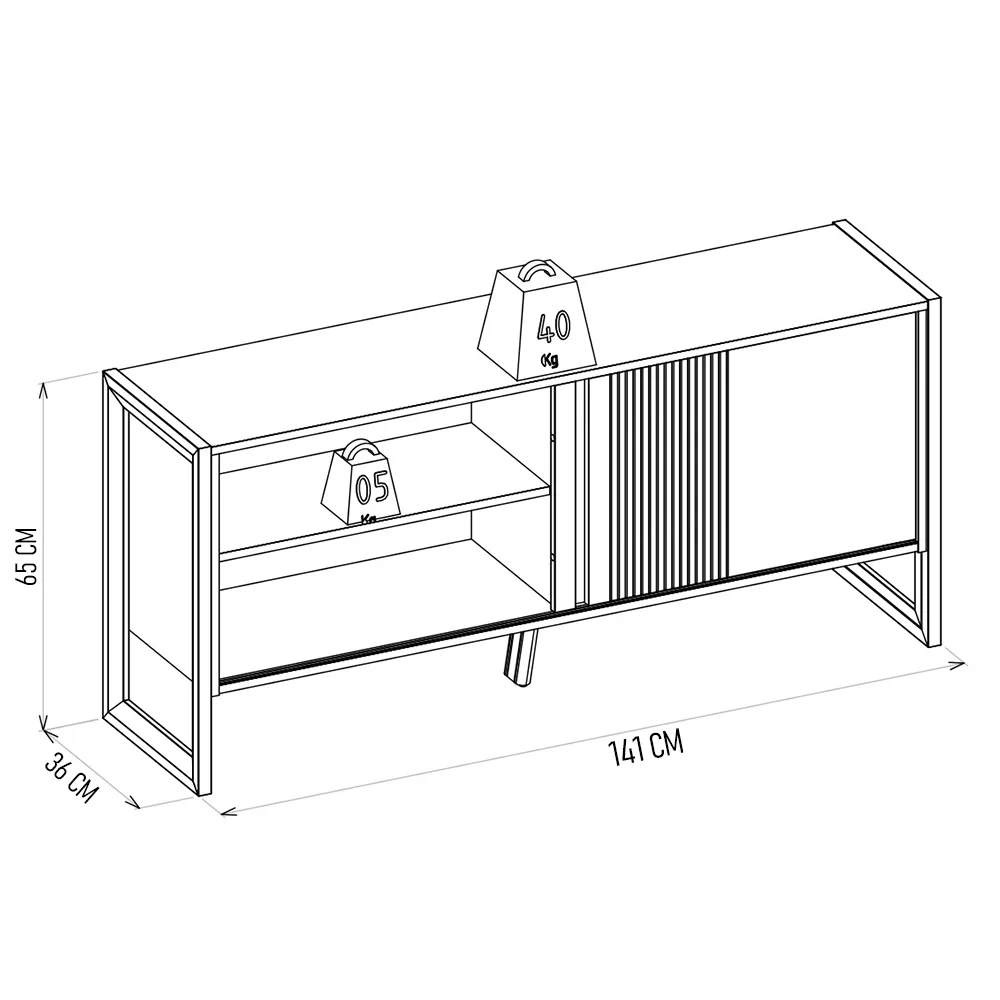 Rack Bancada de TV 55 Polegadas Glossy L06 Nature/Off White - Mpozenato