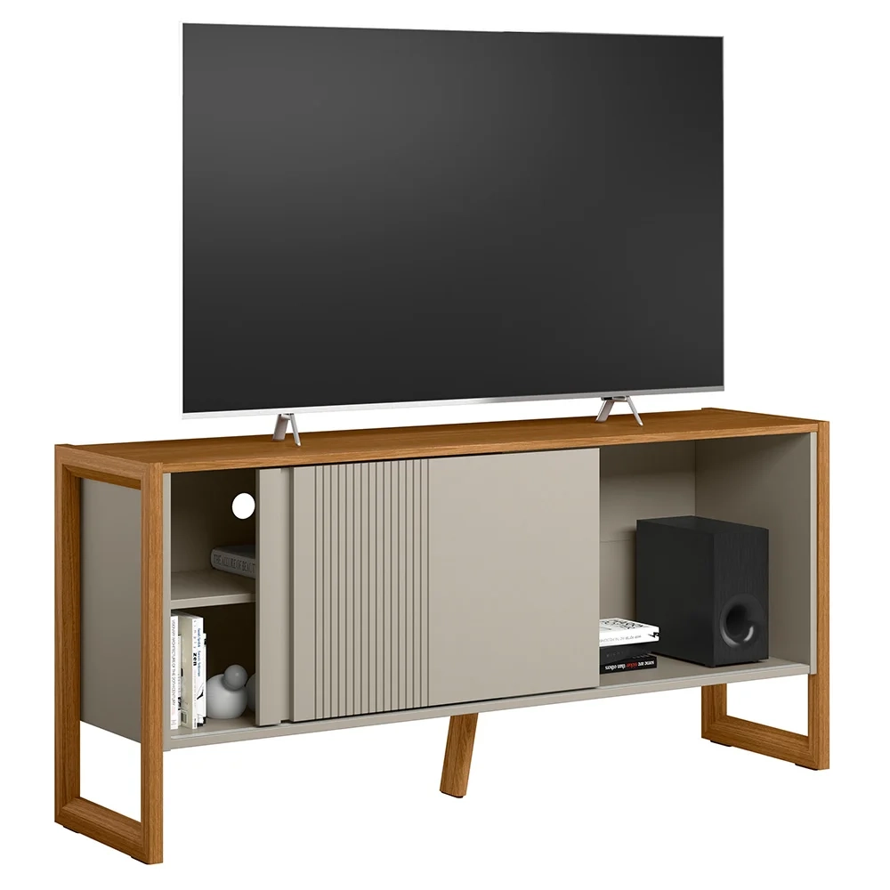 Rack Bancada de TV 55 Polegadas Glossy L06 Nature/Off White - Mpozenato