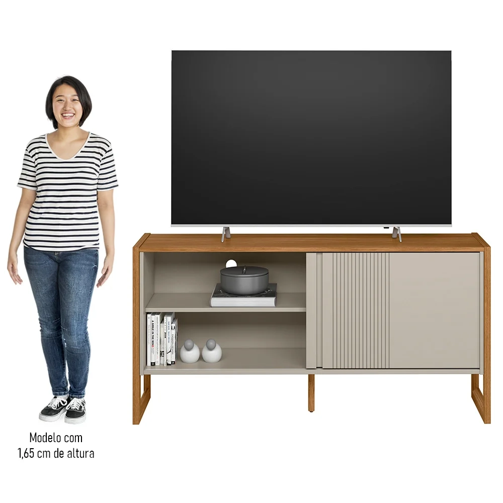 Rack Bancada de TV 55 Polegadas Glossy L06 Nature/Off White - Mpozenato