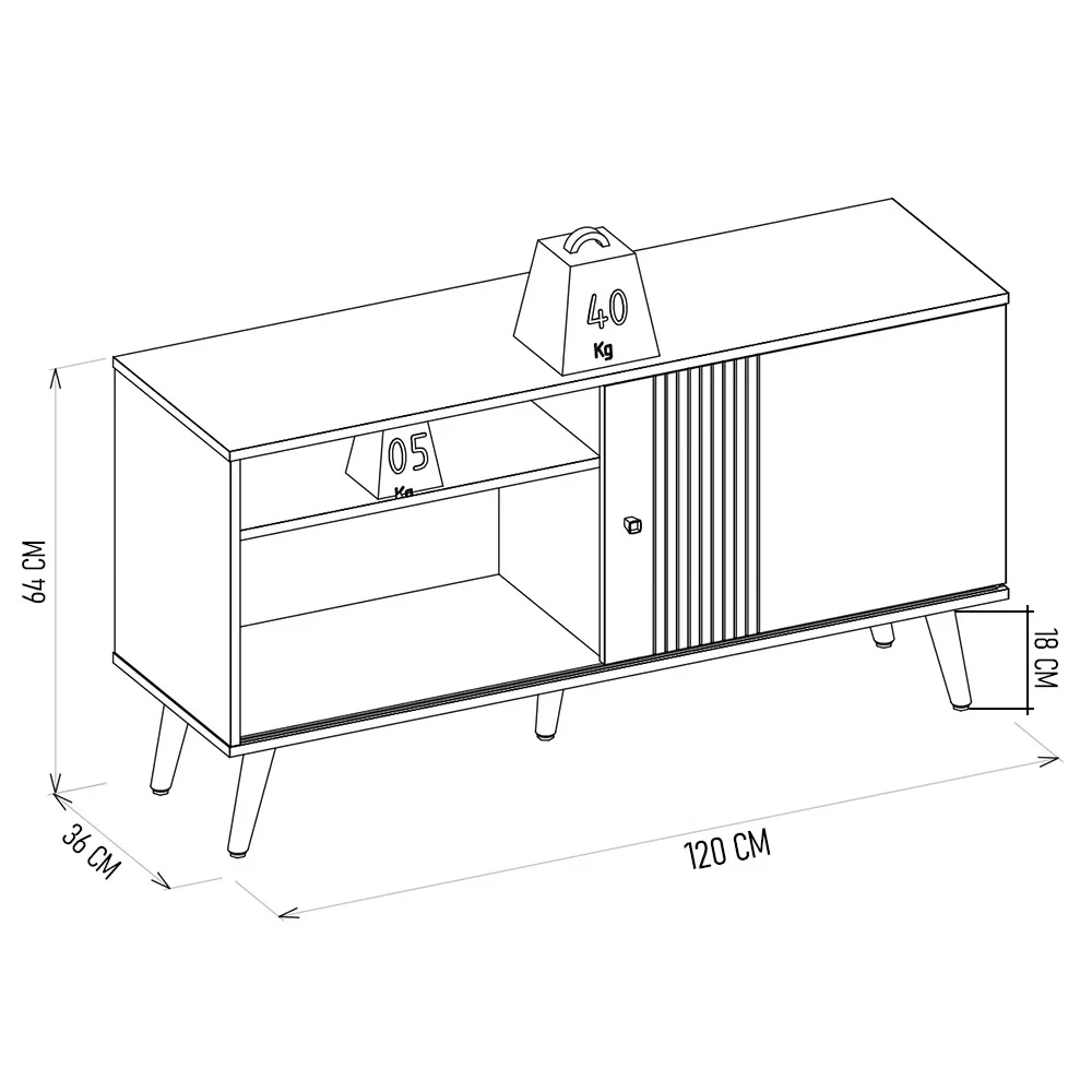 Rack Bancada de TV 50 Polegadas Rebu L06 Nature/Off White - Mpozenato