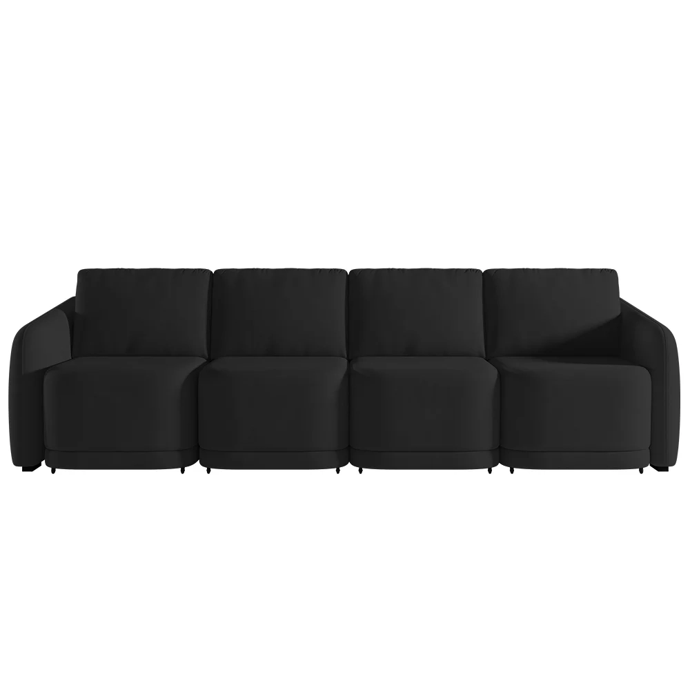 Sofá Cama Casal para Sala 316cm Polska Z08 Veludo Preto - Mpozenato