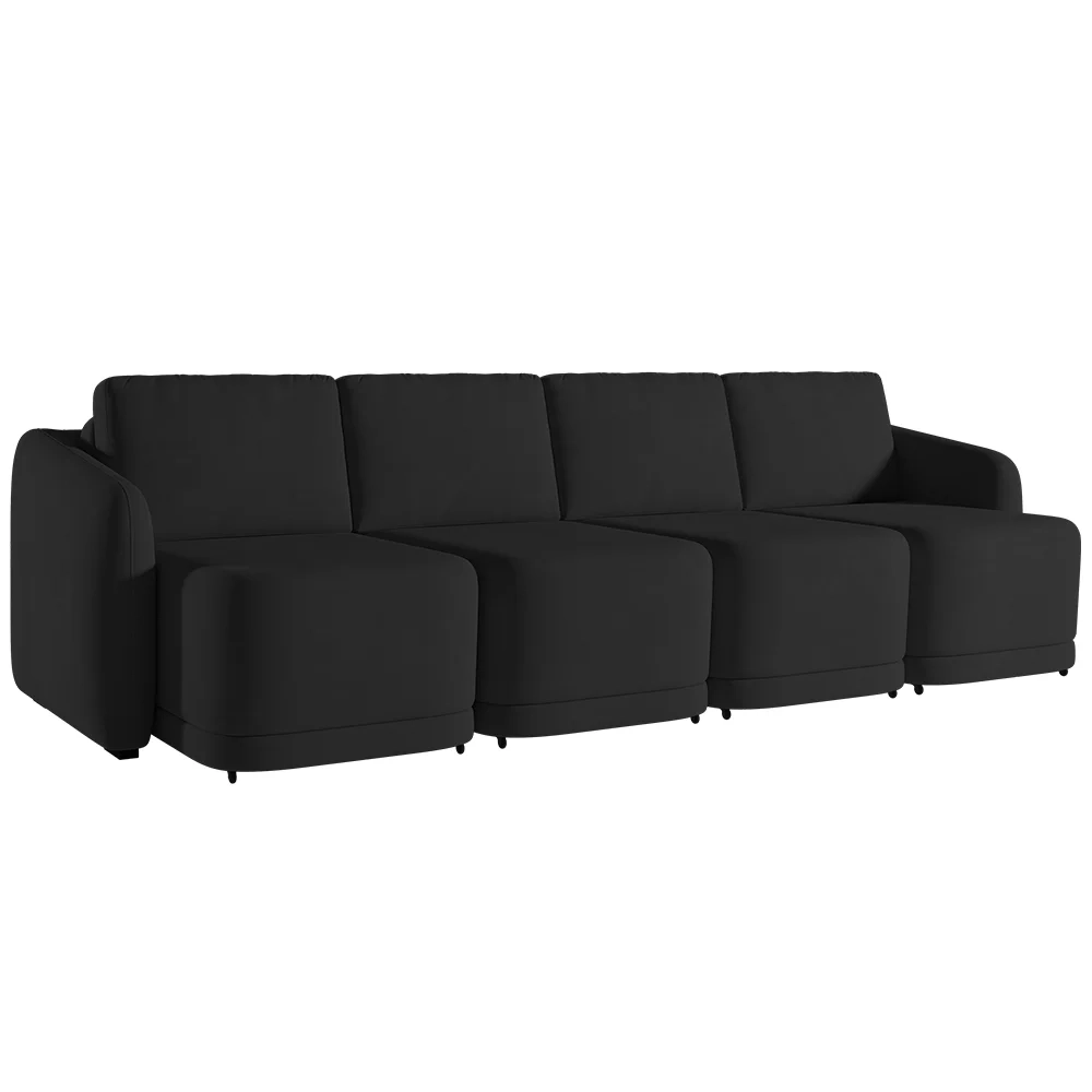 Sofá Cama Casal para Sala 316cm Polska Z08 Veludo Preto - Mpozenato