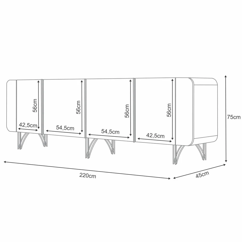 Balcão Aparador Buffet Piacente H01 Off White - Mpozenato
