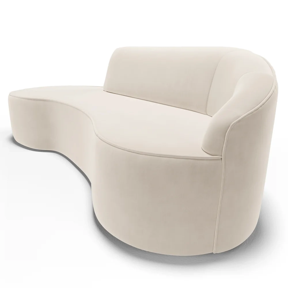 Sofá Living  3 Lugares 230cm Braço Direito Mozart D06 Veludo Bege - Mpozenato