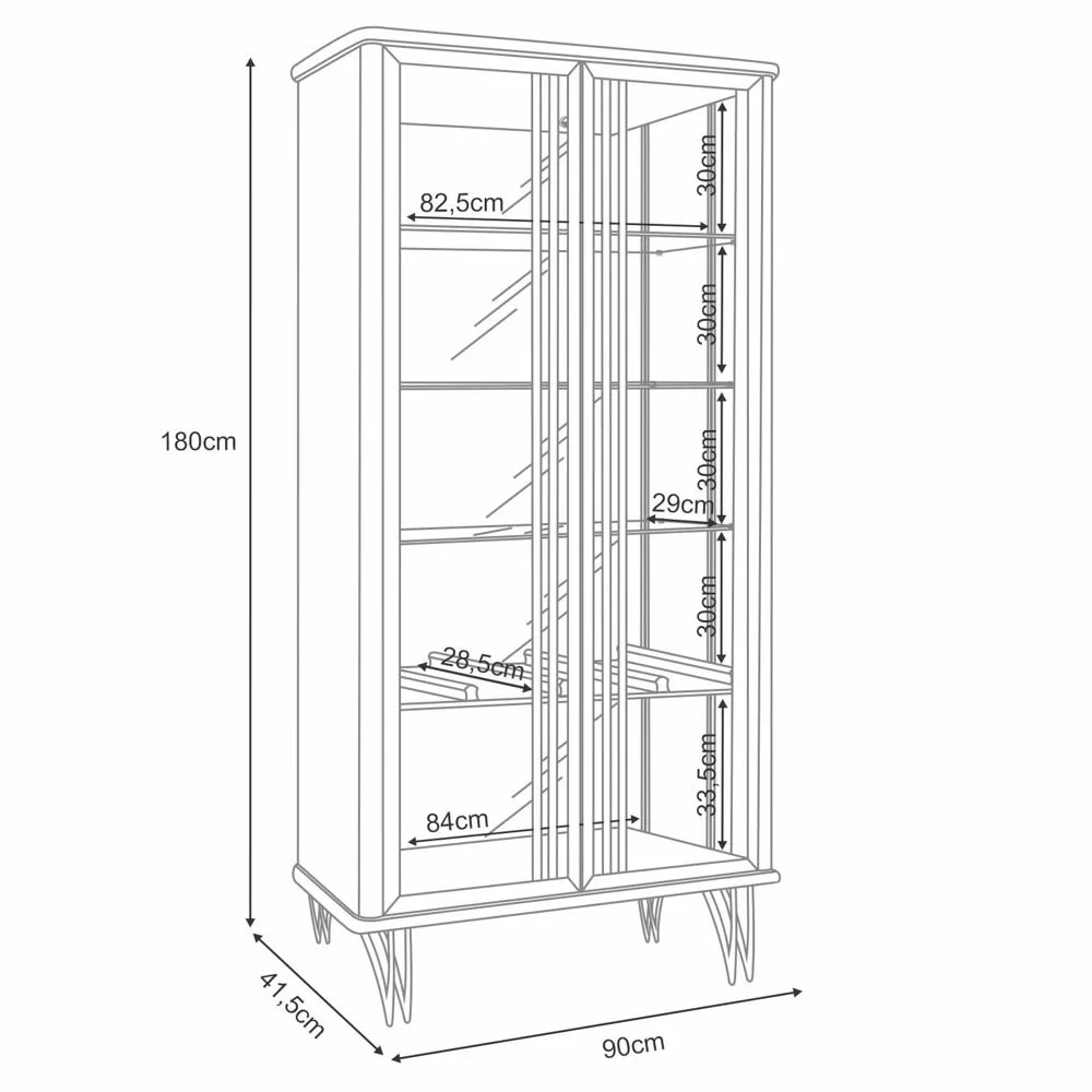 Cristaleira de Vidro com Espelho Alvora H01 Off White - Mpozenato