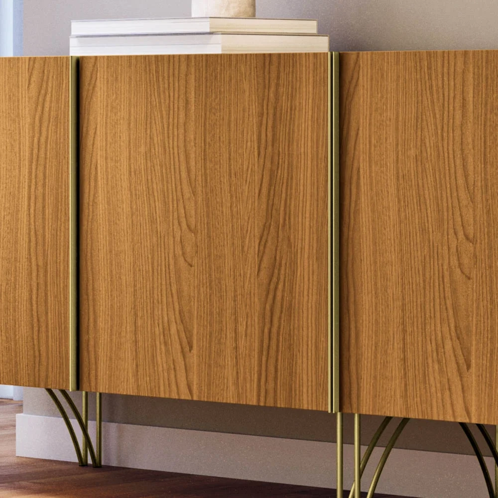 Balcão Aparador Buffet Piacente H01 Off White/Cinamomo - Mpozenato