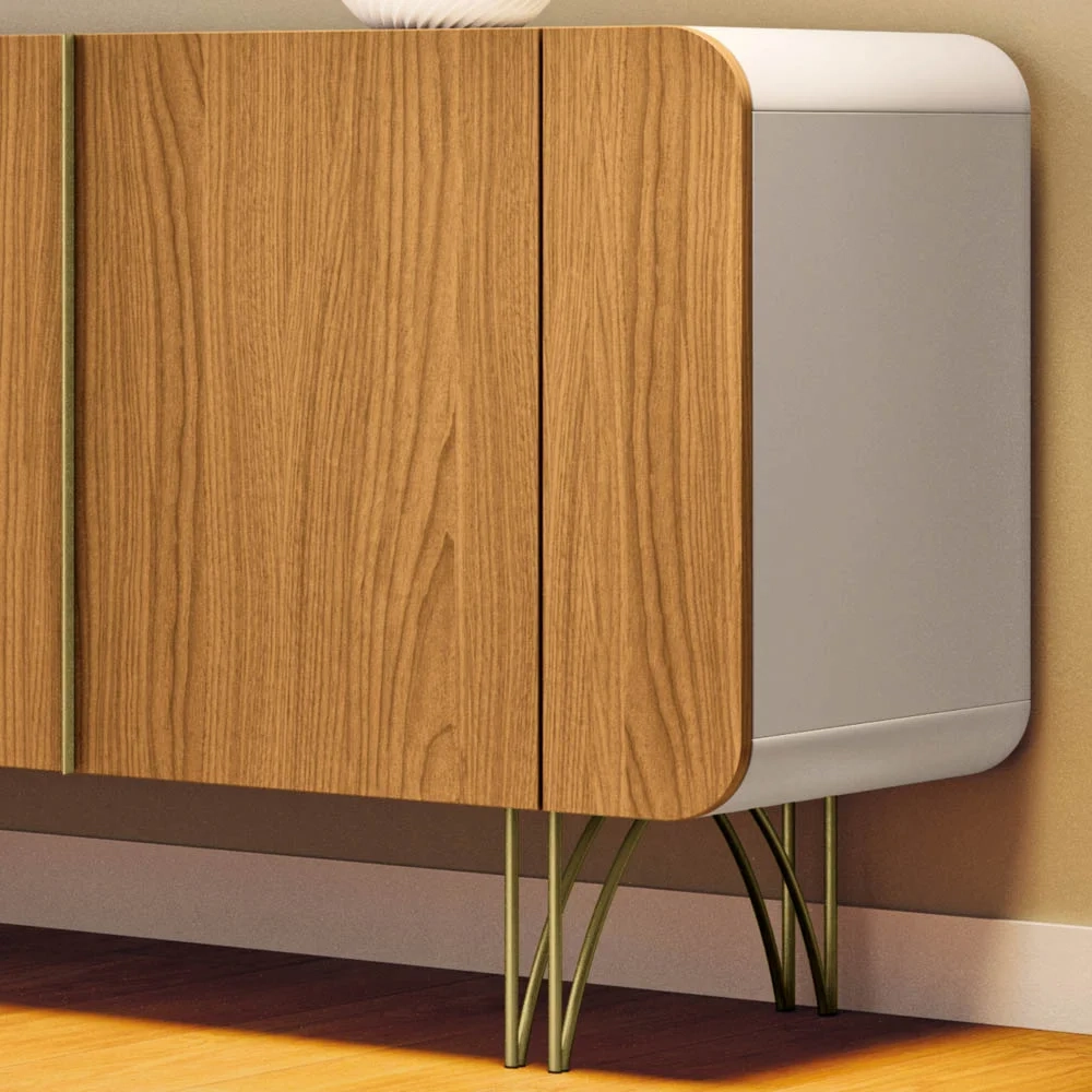 Balcão Aparador Buffet Piacente H01 Off White/Cinamomo - Mpozenato