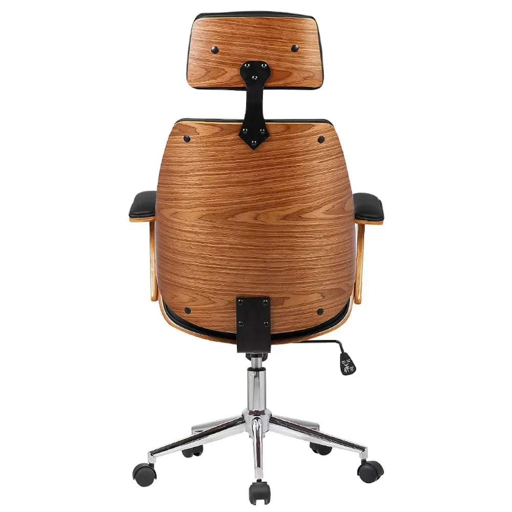 Cadeira de Escritório Presidente Giratória Madeira Liziê R02 Sintético Preto - Mpozenato