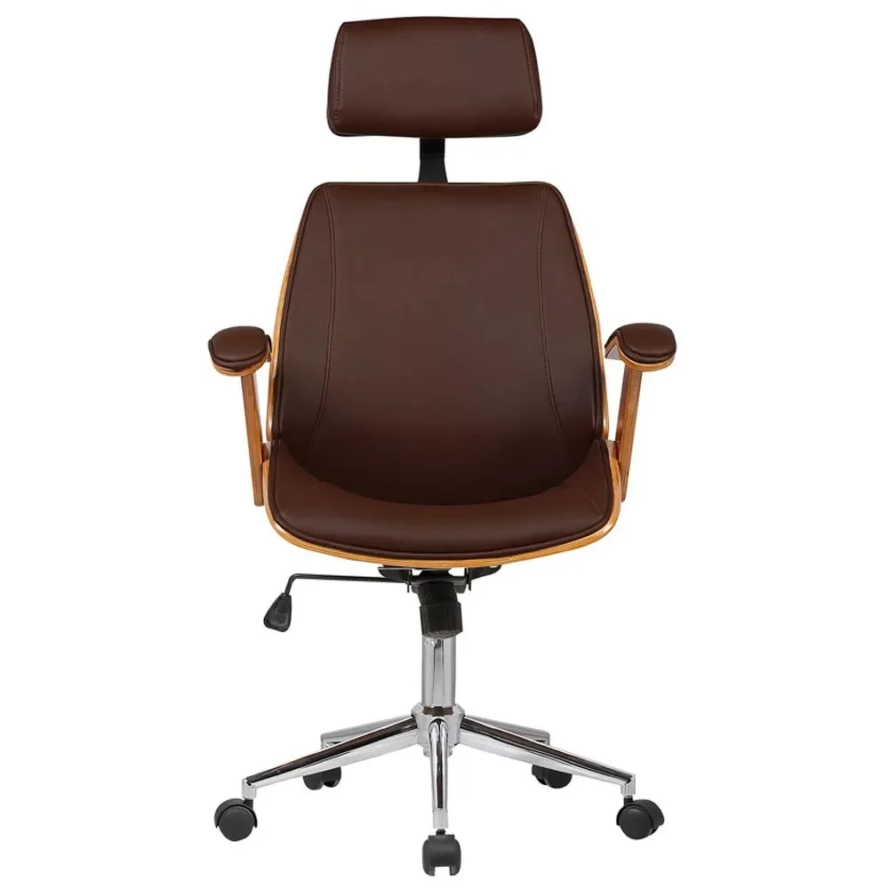 Kit 2 Cadeiras de Escritório Presidente Giratória Liziê R02 Sintético Marrom - Mpozenato