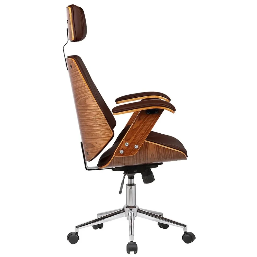 Kit 2 Cadeiras de Escritório Presidente Giratória Liziê R02 Sintético Marrom - Mpozenato