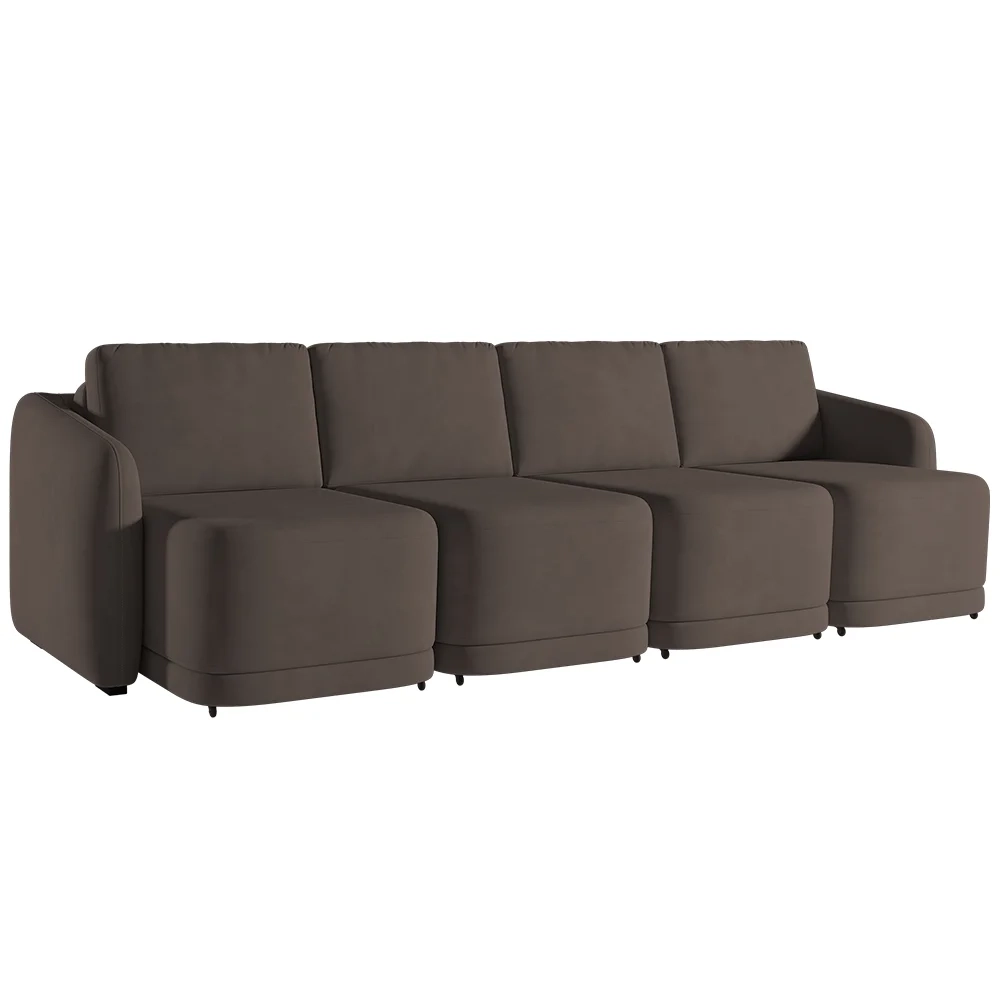 Sofá Cama Casal para Sala 316cm Polska Z08 Veludo Marrom - Mpozenato