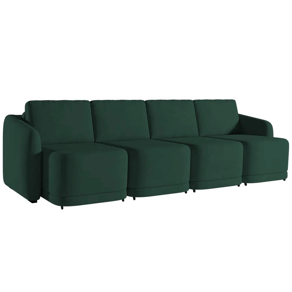 Sofá Cama Casal para Sala 316cm Polska Z08 Veludo Verde - Mpozenato