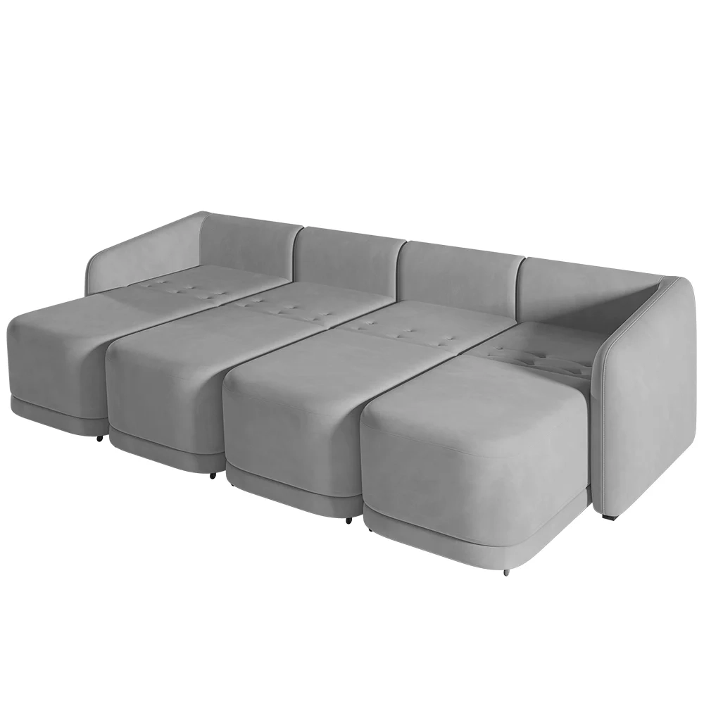 Sofá Cama Casal para Sala 316cm Polska Z08 Veludo Cinza - Mpozenato