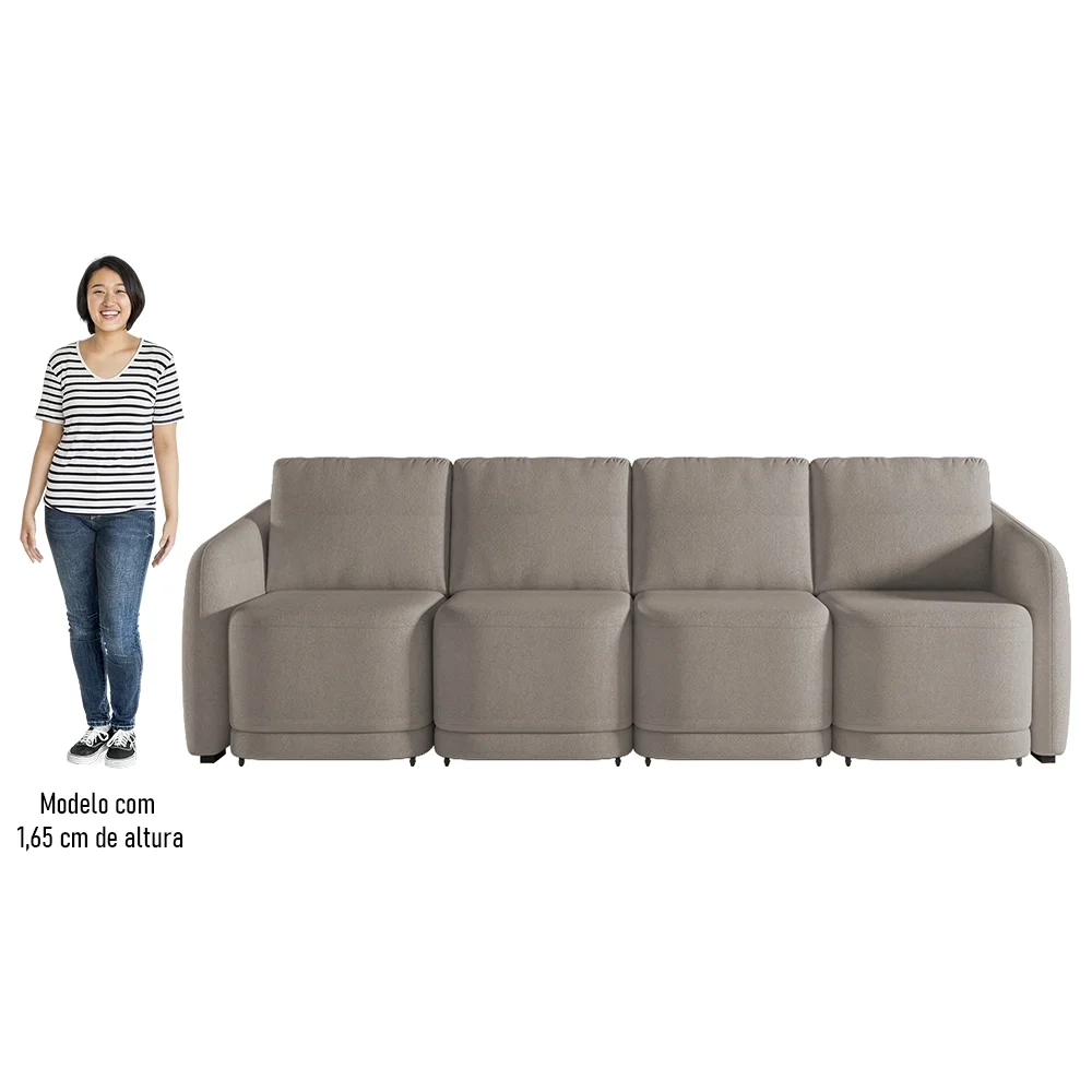 Sofá Cama Casal para Sala 356cm Polska Z08 Boucle Bege Escuro - Mpozenato