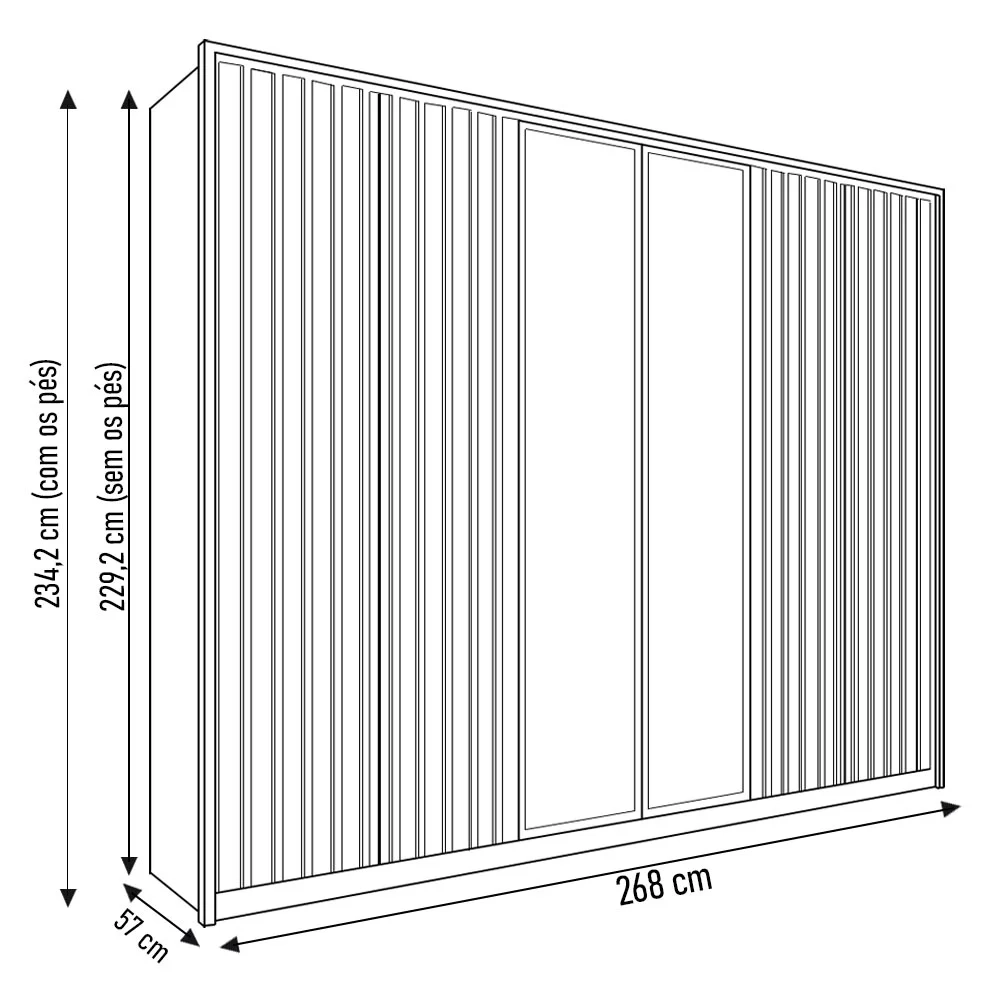 Guarda Roupa Casal 6 Portas 4 Gavetas Turium C01 Buriti/Fendi - Mpozenato