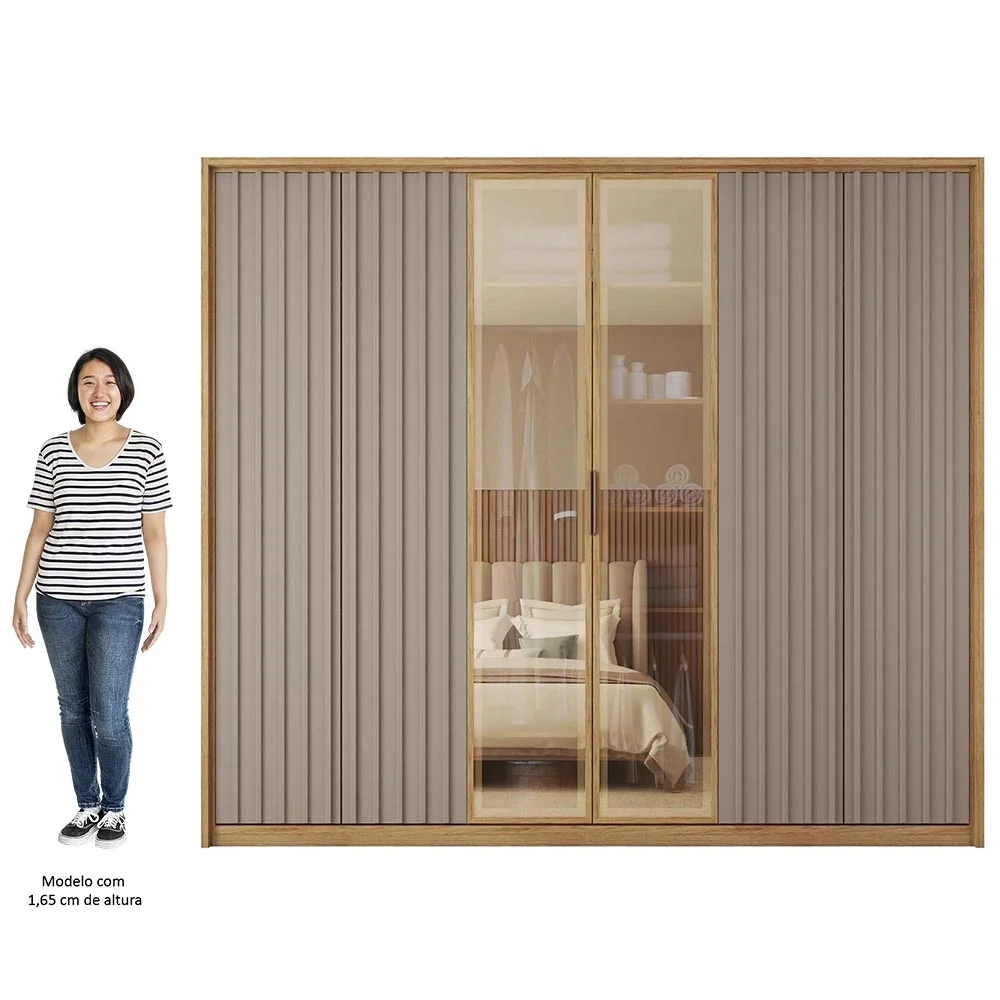 Guarda Roupa Casal 6 Portas 4 Gavetas Turium C01 Buriti/Fendi - Mpozenato