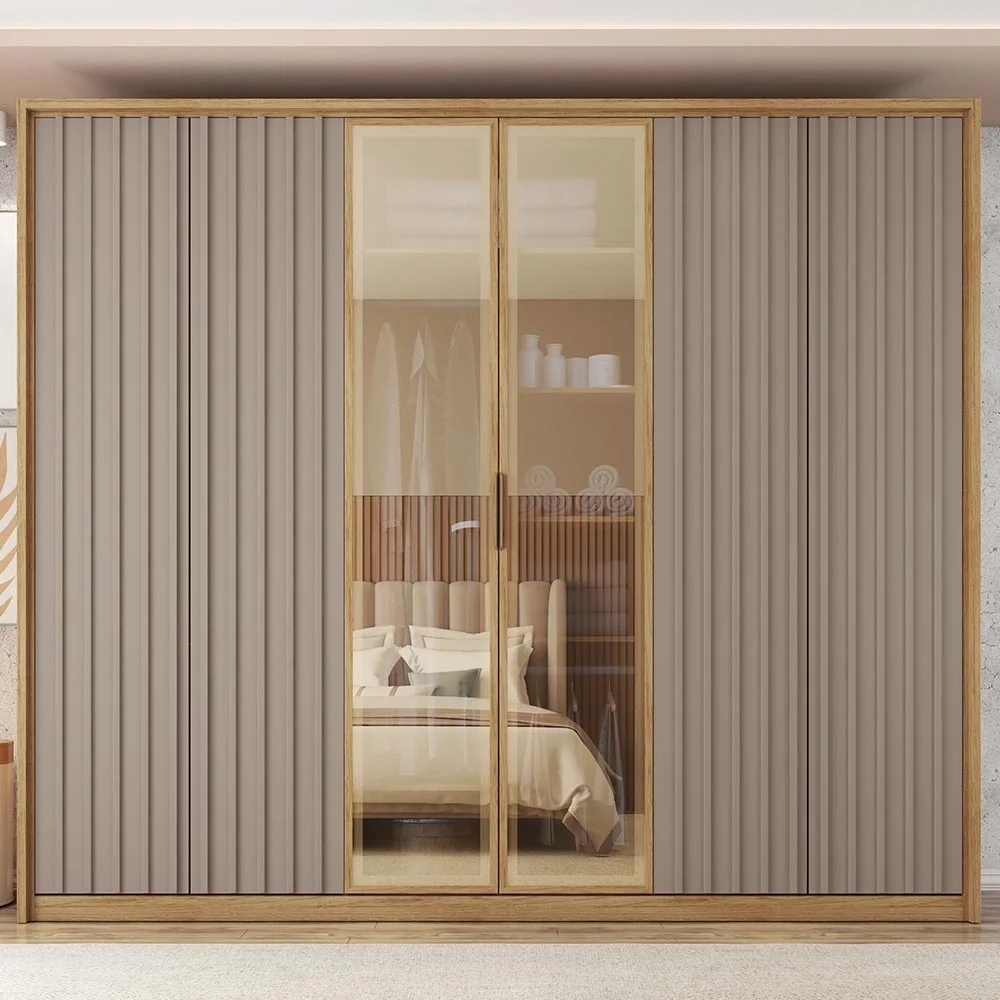 Guarda Roupa Casal 6 Portas 4 Gavetas Turium C01 Buriti/Fendi - Mpozenato