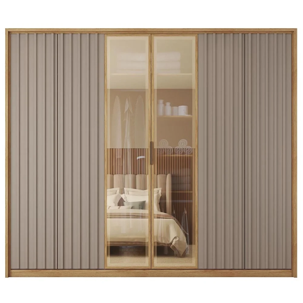 Guarda Roupa Casal 6 Portas 4 Gavetas Turium C01 Buriti/Fendi - Mpozenato