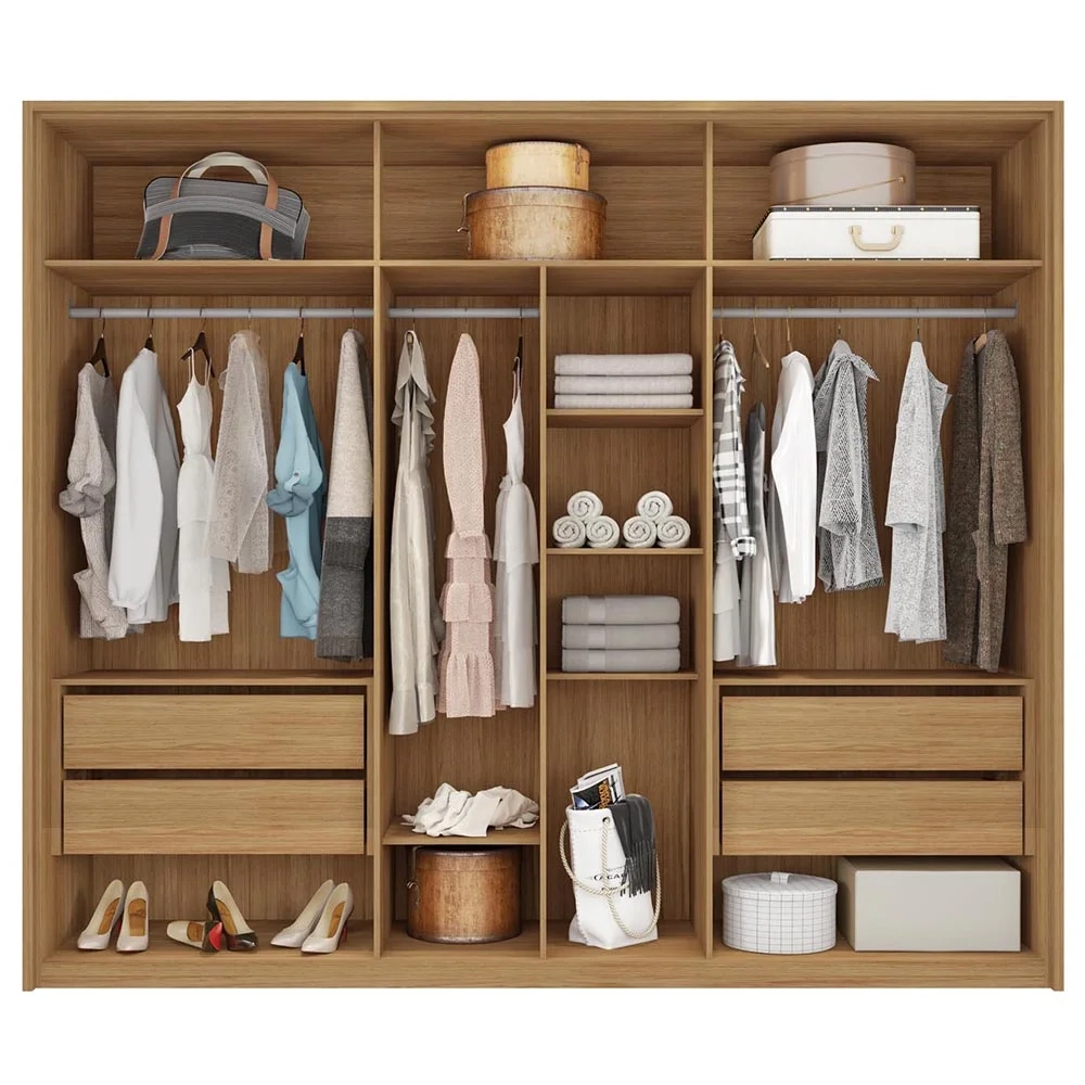 Guarda Roupa Casal 6 Portas 4 Gavetas Turium C01 Buriti/Fendi - Mpozenato