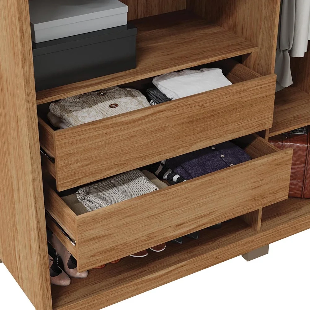 Guarda Roupa Casal 6 Portas 4 Gavetas Turium C01 Buriti/Fendi - Mpozenato