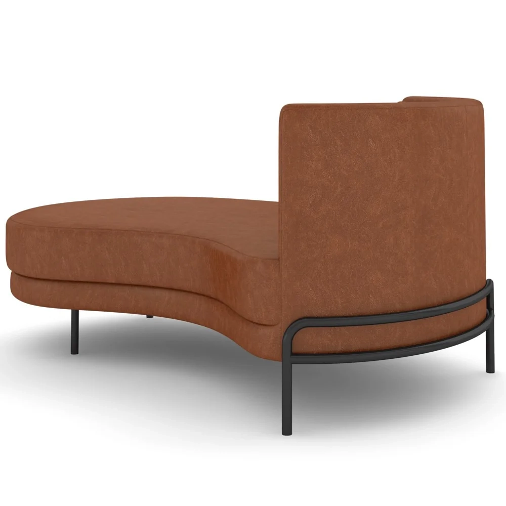 Chaise Longue Divã 164cm Braço Direito Logus D06 Sintético Marrom - Mpozenato