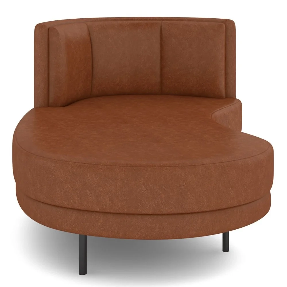 Chaise Longue Divã 164cm Braço Direito Logus D06 Sintético Marrom - Mpozenato