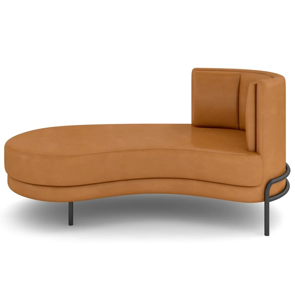 Chaise Longue Divã 164cm Braço Direito Logus D06 Sintético Caramelo - Mpozenato