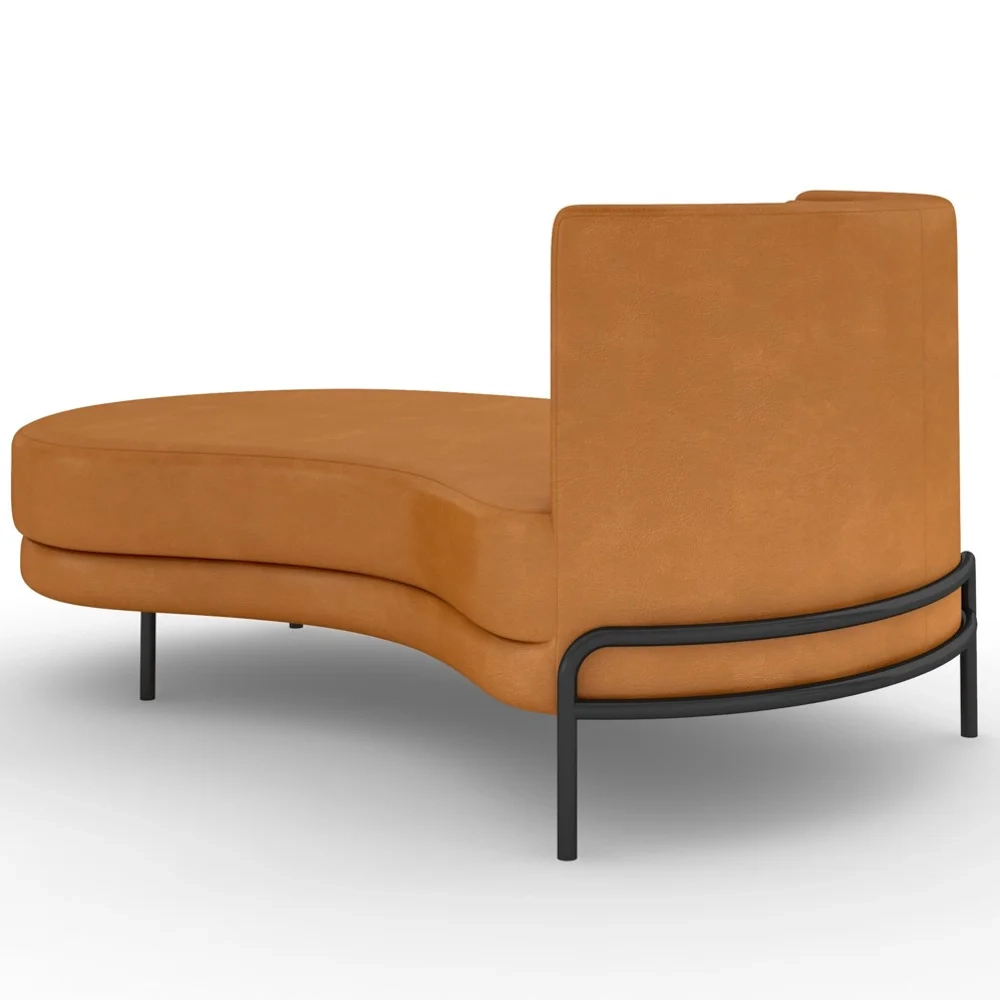 Chaise Longue Divã 164cm Braço Direito Logus D06 Sintético Caramelo - Mpozenato