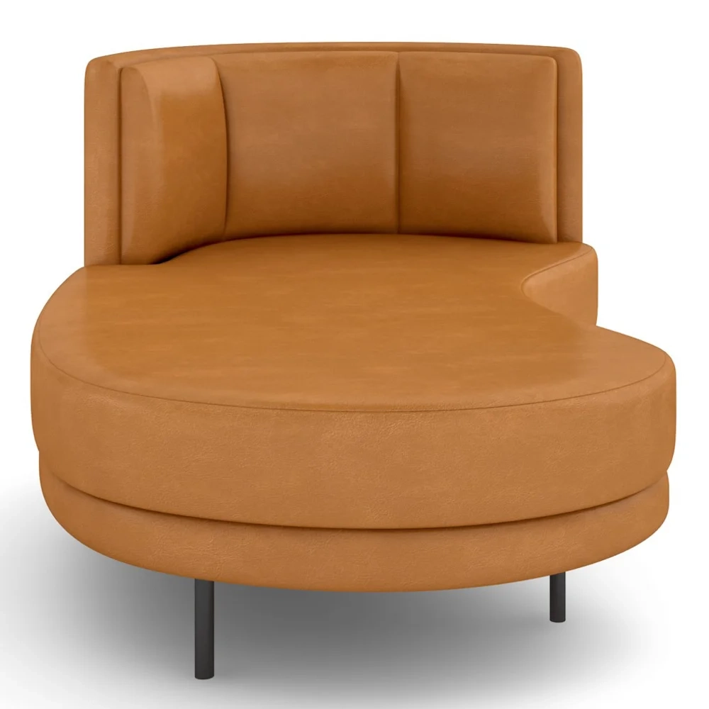 Chaise Longue Divã 164cm Braço Direito Logus D06 Sintético Caramelo - Mpozenato