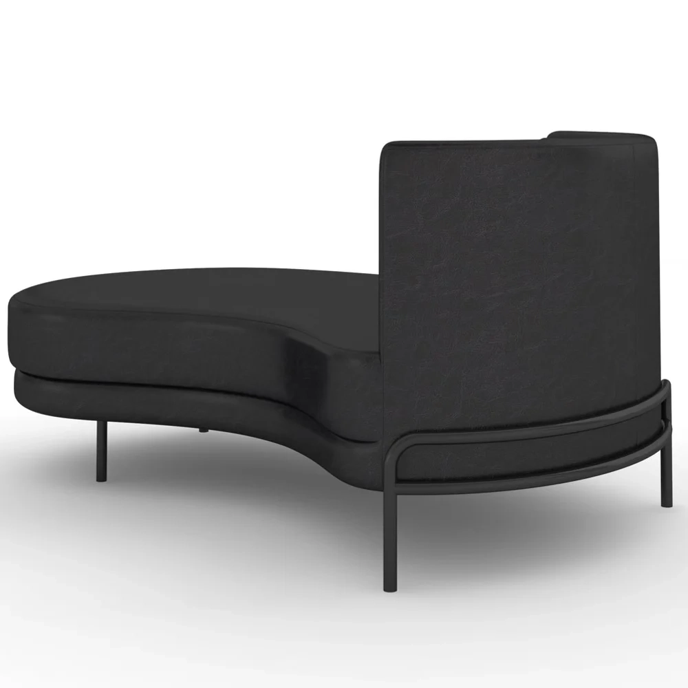 Chaise Longue Divã 164cm Braço Direito Logus D06 Sintético Preto - Mpozenato