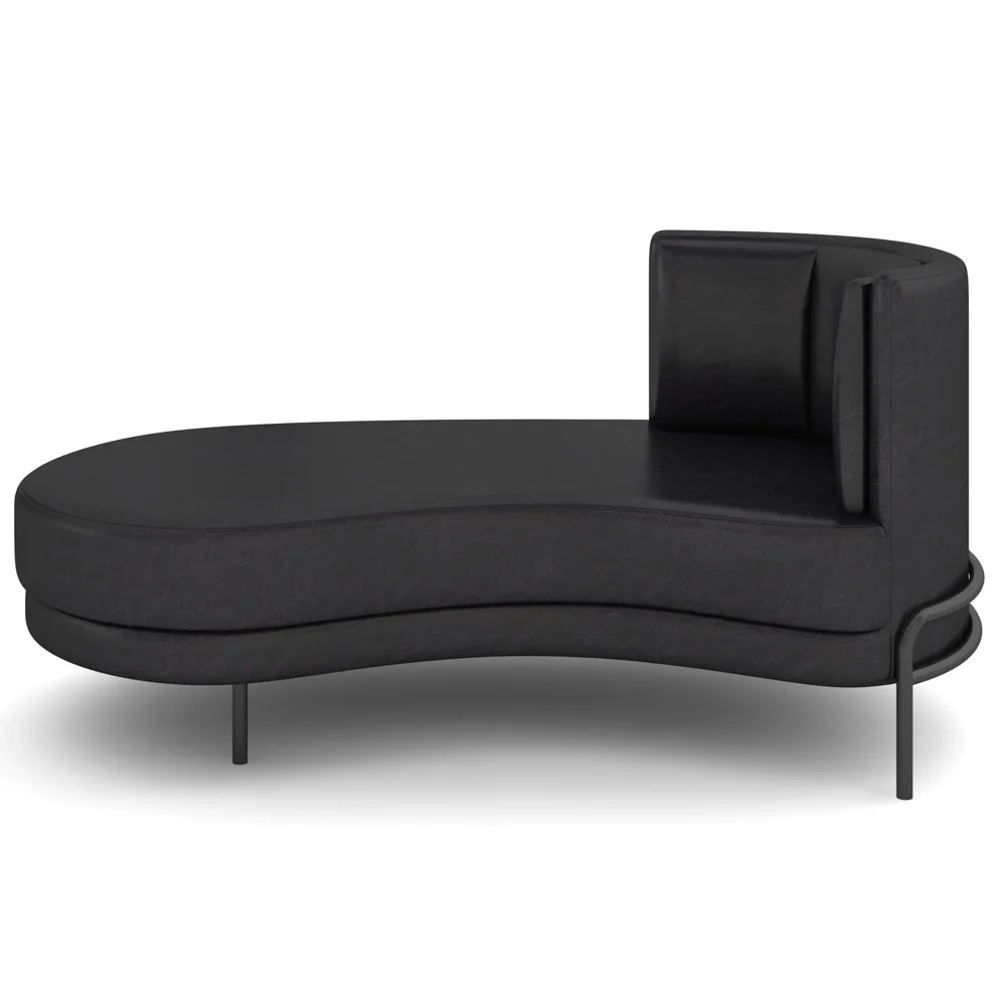 Chaise Longue Divã 164cm Braço Direito Logus D06 Sintético Preto - Mpozenato