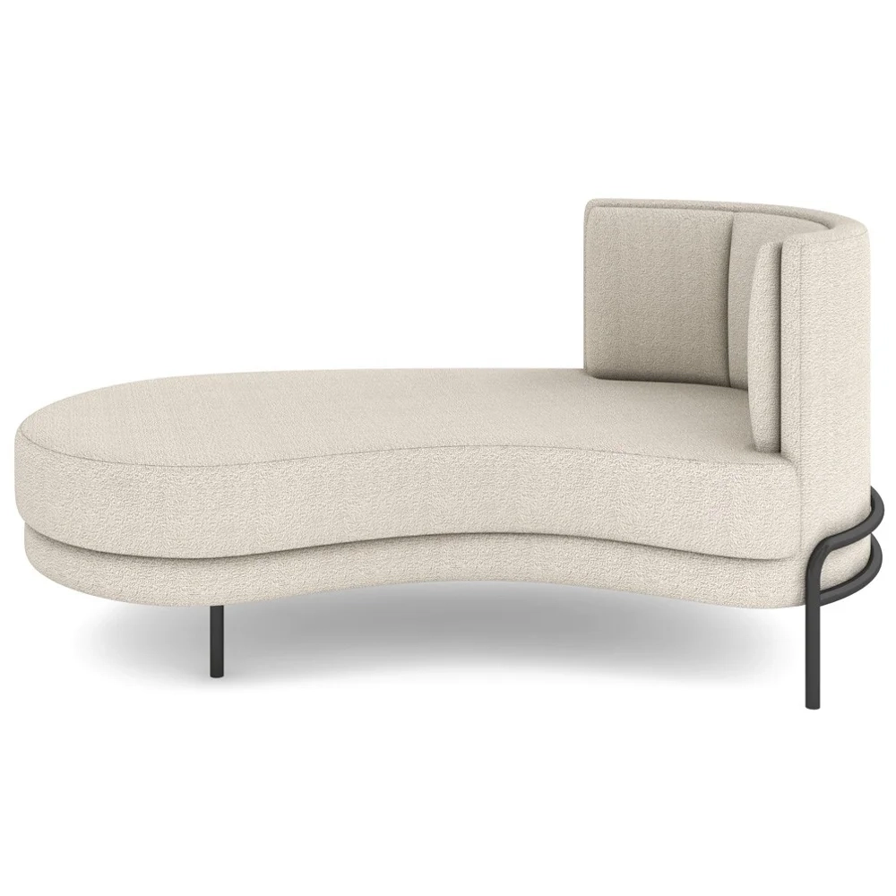 Chaise Longue Divã 164cm Braço Direito Logus D06 Boucle Bege - Mpozenato
