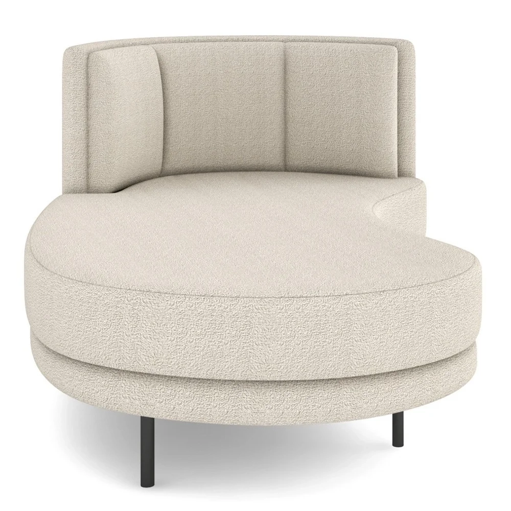 Chaise Longue Divã 164cm Braço Direito Logus D06 Boucle Bege - Mpozenato