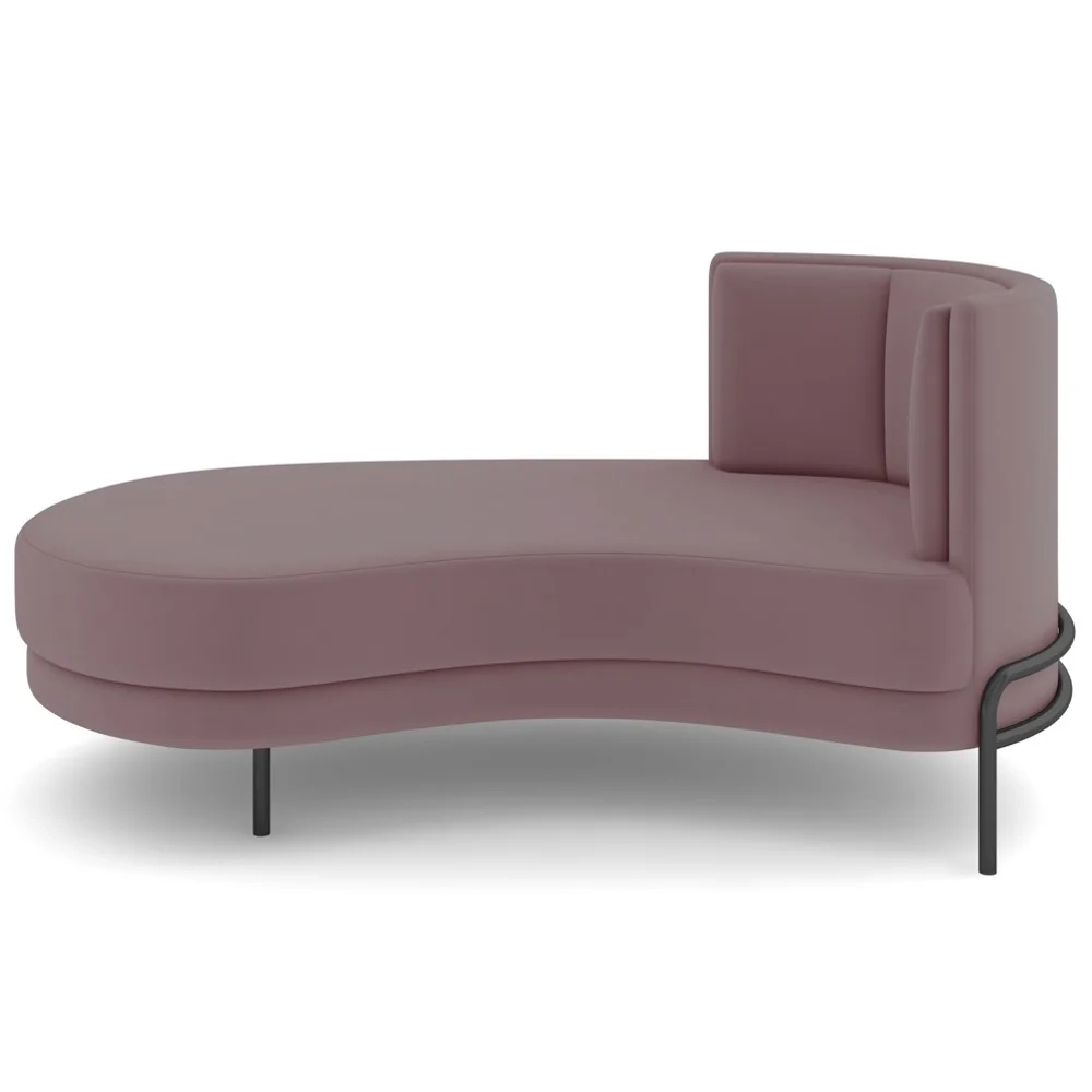 Chaise Longue Divã 164cm Braço Direito Logus D06 Veludo Rosê - Mpozenato