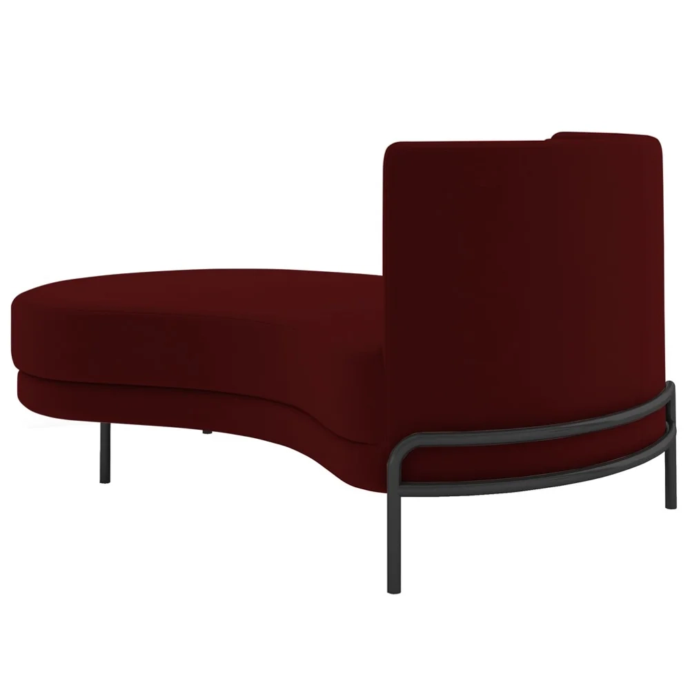 Chaise Longue Divã 164cm Braço Direito Logus D06 Veludo Vermelho - Mpozenato