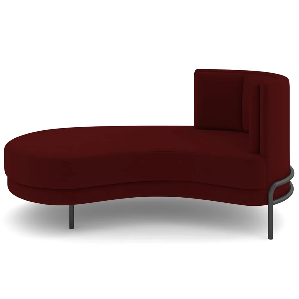 Chaise Longue Divã 164cm Braço Direito Logus D06 Veludo Vermelho - Mpozenato