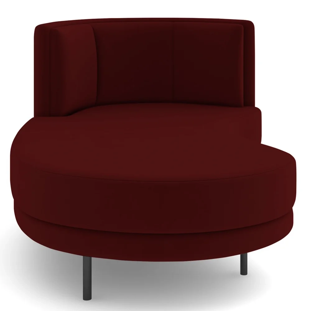 Chaise Longue Divã 164cm Braço Direito Logus D06 Veludo Vermelho - Mpozenato